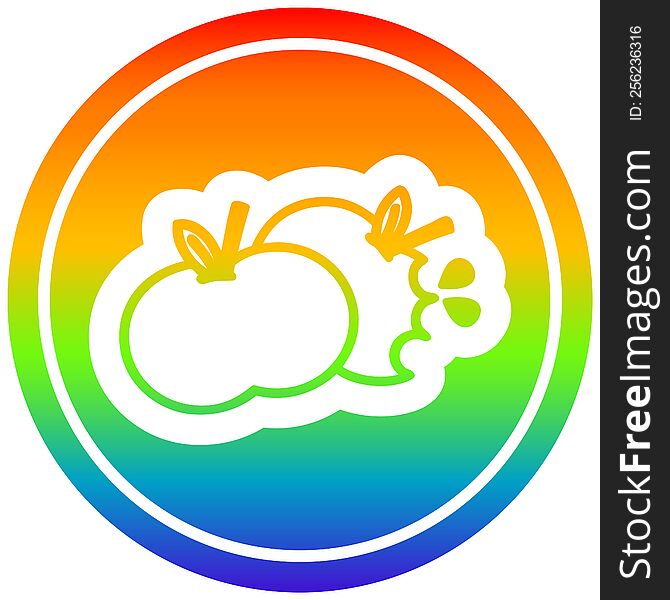 bitten apples circular icon with rainbow gradient finish. bitten apples circular icon with rainbow gradient finish