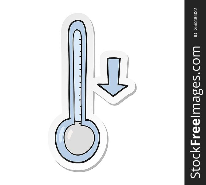 sticker of a cartoon dropping temperature
