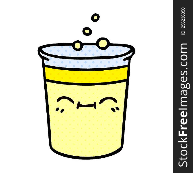 Quirky Comic Book Style Cartoon Cup Of Lemonade