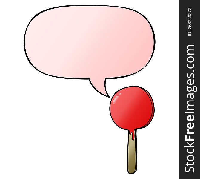 cartoon lollipop with speech bubble in smooth gradient style