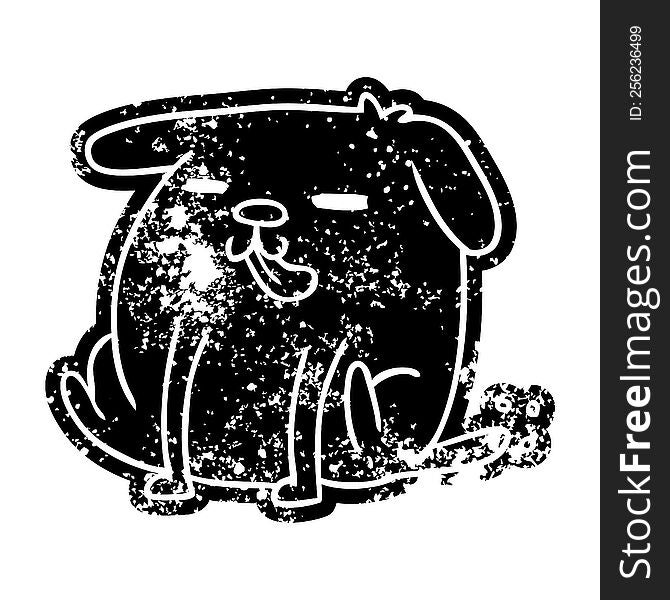 grunge distressed icon kawaii of a cute dog. grunge distressed icon kawaii of a cute dog