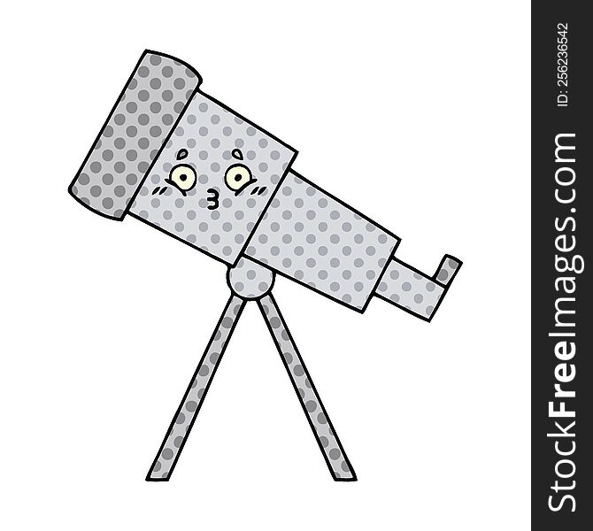 Comic Book Style Cartoon Telescope