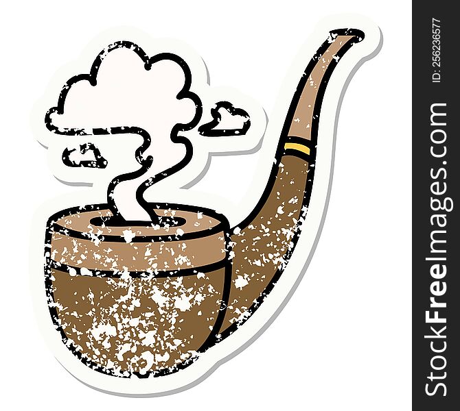 distressed sticker tattoo in traditional style of a smokers pipe. distressed sticker tattoo in traditional style of a smokers pipe