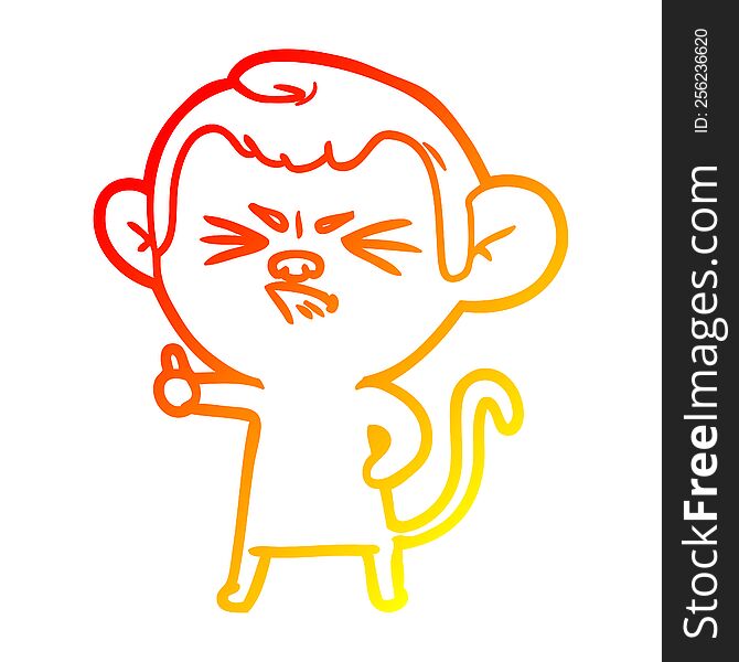 warm gradient line drawing cartoon angry monkey