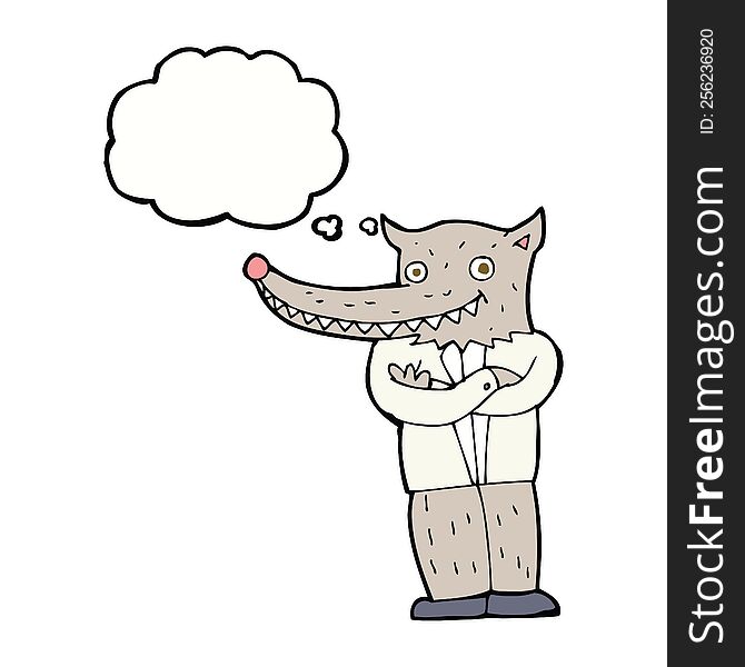 Cartoon Wolf Man With Thought Bubble