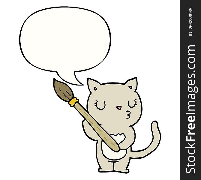 Cute Cartoon Cat And Speech Bubble