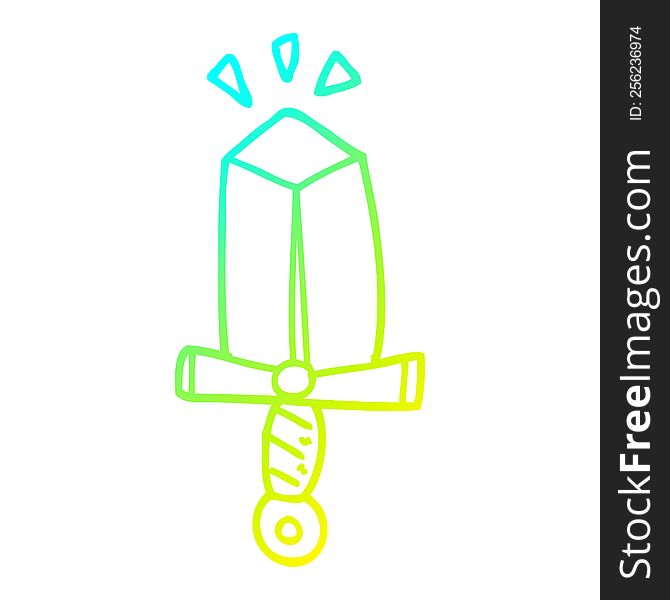 Cold Gradient Line Drawing Cartoon Sword