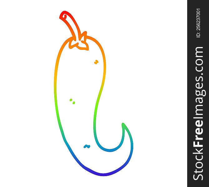 Rainbow Gradient Line Drawing Cartoon Chilli Pepper