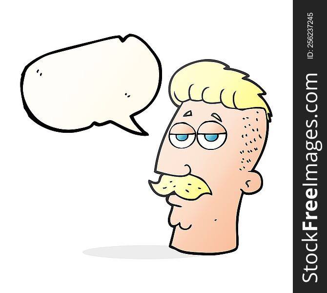 freehand drawn speech bubble cartoon man with hipster hair cut