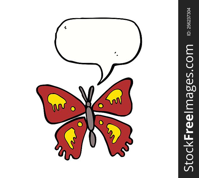 Cartoon Butterfly With Speech Bubble