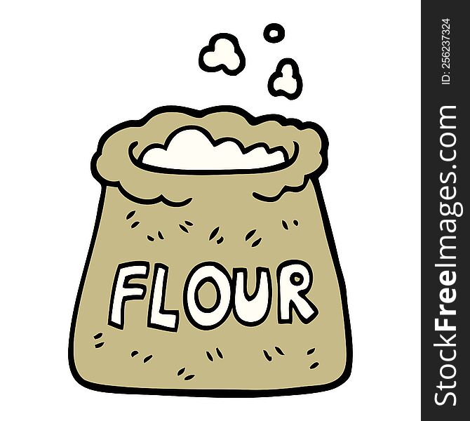 hand drawn doodle style cartoon bag of flour