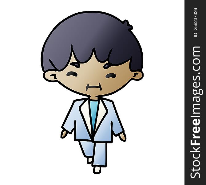 Gradient Cartoon Kawaii Cute Boy In Suit