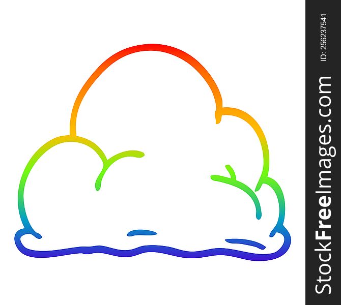 Rainbow Gradient Line Drawing Cartoon Storm Cloud