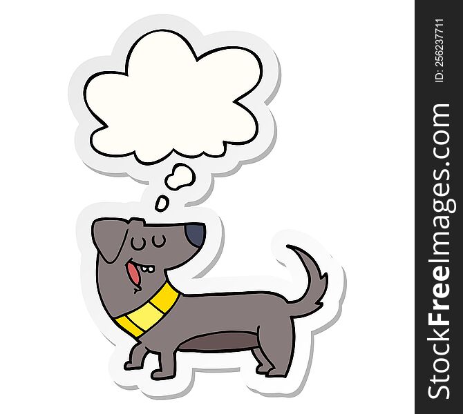 Cartoon Dog And Thought Bubble As A Printed Sticker