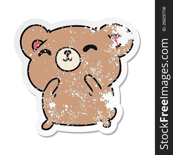 Distressed Sticker Cartoon Kawaii Cute Happy Hamster