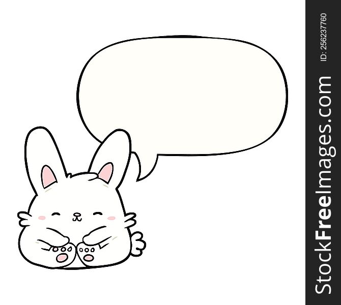 Cute Cartoon Bunny Rabbit And Speech Bubble