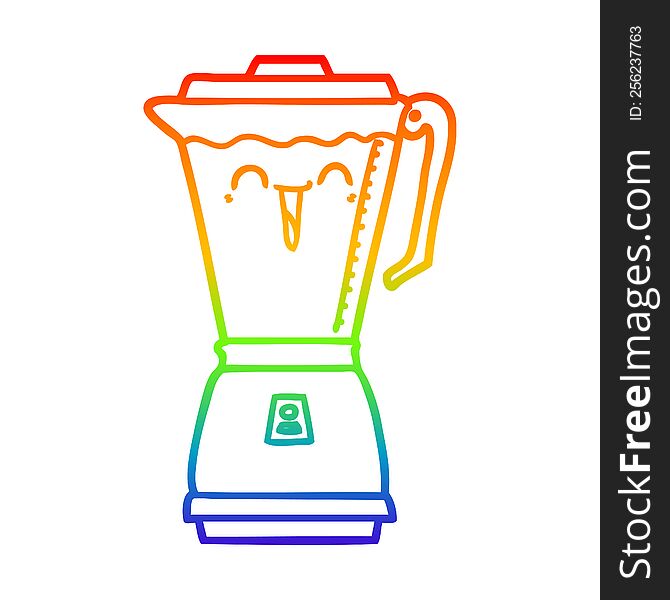 rainbow gradient line drawing of a cartoon food processor