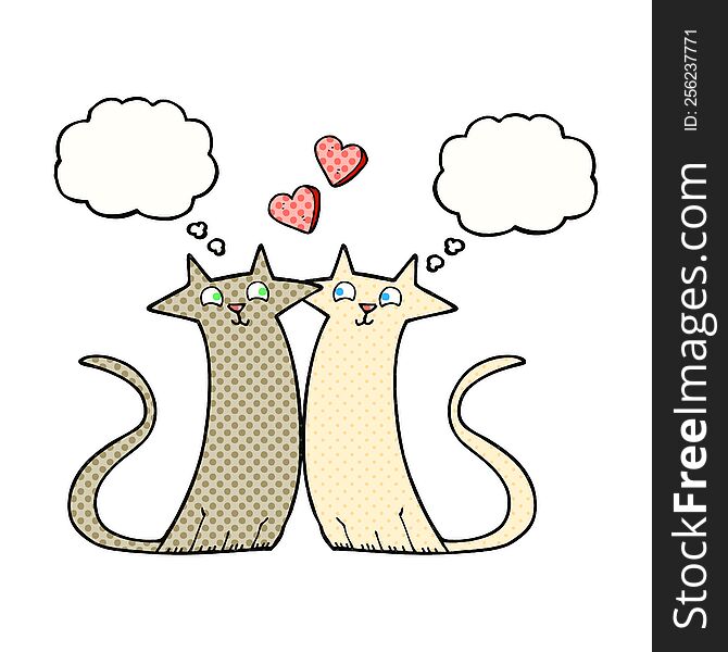 Thought Bubble Cartoon Cats In Love