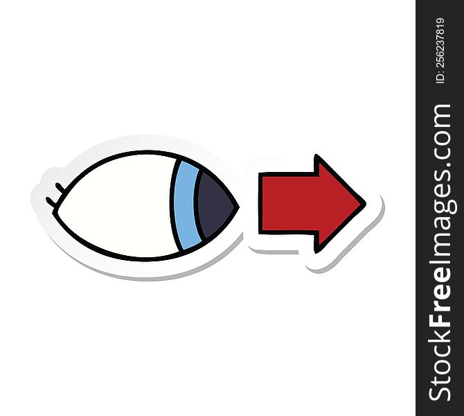 sticker of a cute cartoon eye looking to one side