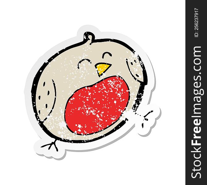 Retro Distressed Sticker Of A Cartoon Robin
