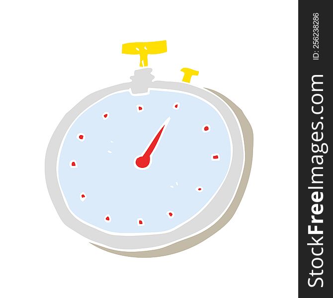 Flat Color Illustration Of A Cartoon Stopwatch