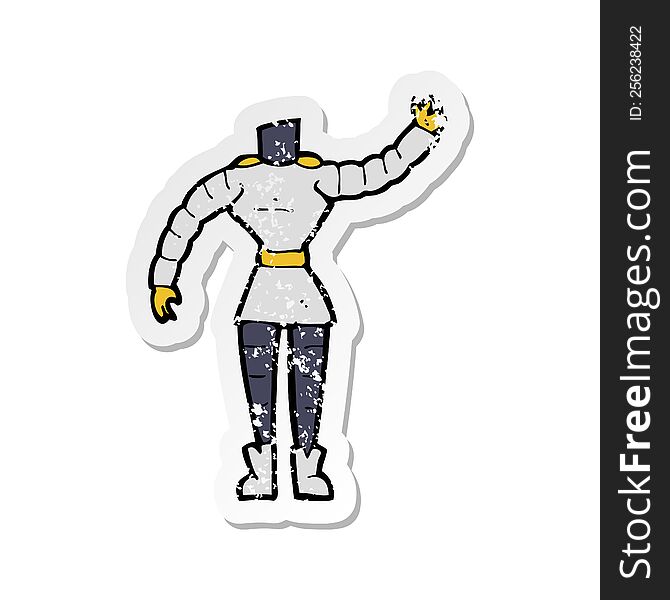 Retro Distressed Sticker Of A Cartoon Female Robot Body