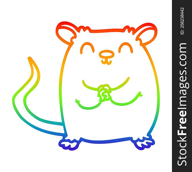 Rainbow Gradient Line Drawing Cartoon Happy Mouse