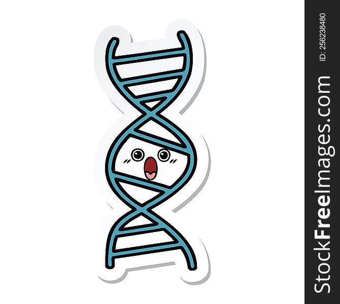 Sticker Of A Cute Cartoon DNA Strand