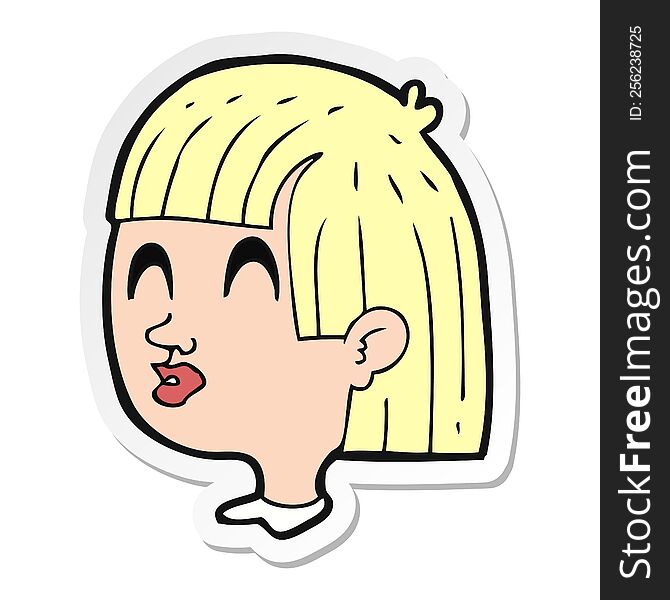 Sticker Of A Cartoon Female Face