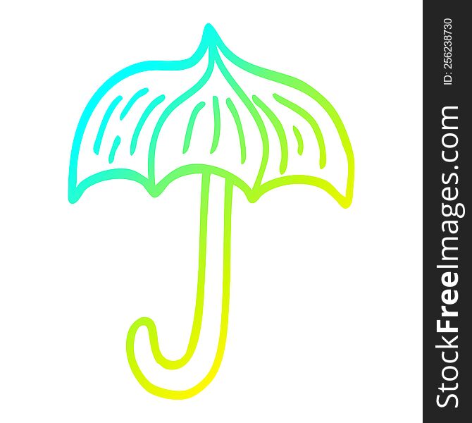 Cold Gradient Line Drawing Cartoon Umbrella Tattoo Symbol