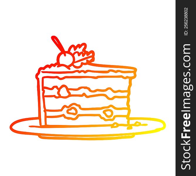 Warm Gradient Line Drawing Tasty Dessert;cake