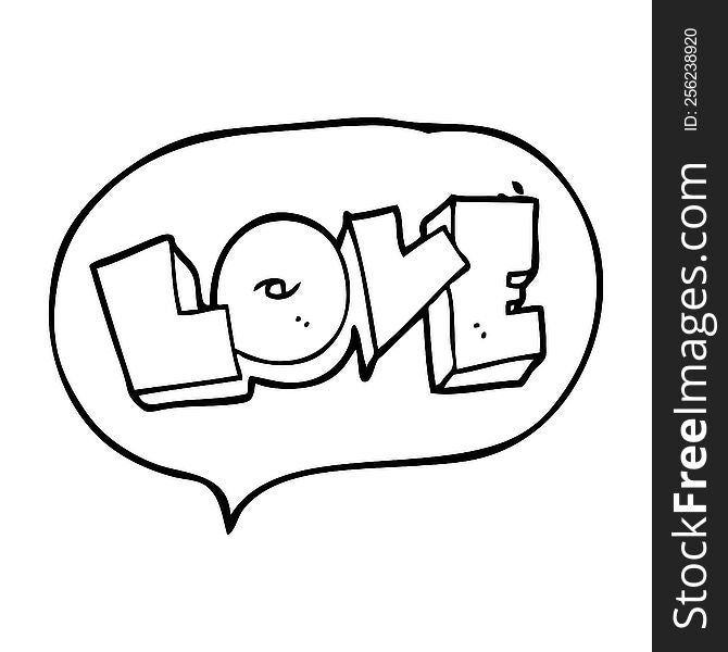 freehand drawn speech bubble cartoon love sign