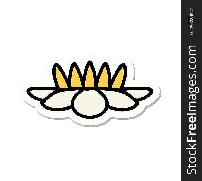 Tattoo Style Sticker Of A Lily Pad Flower