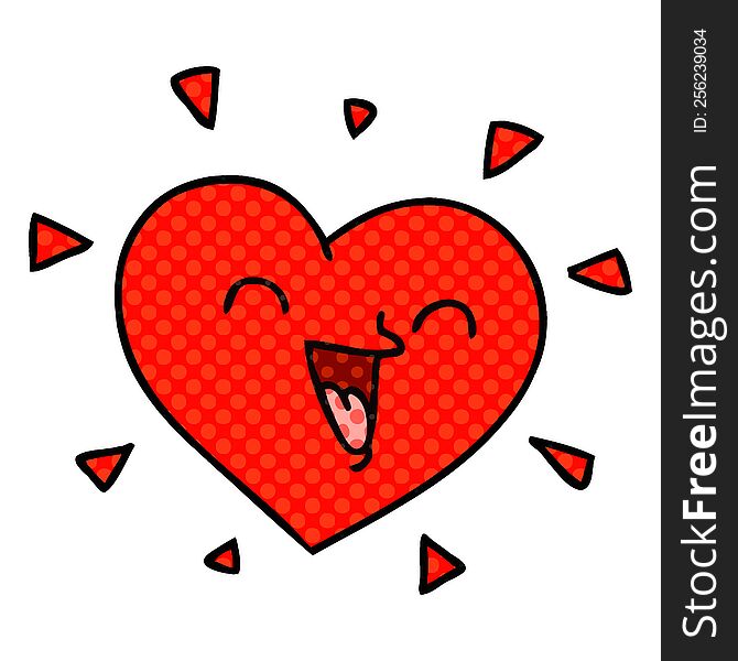 comic book style quirky cartoon happy heart. comic book style quirky cartoon happy heart