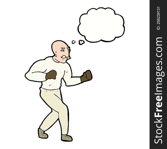 cartoon victorian boxer with thought bubble