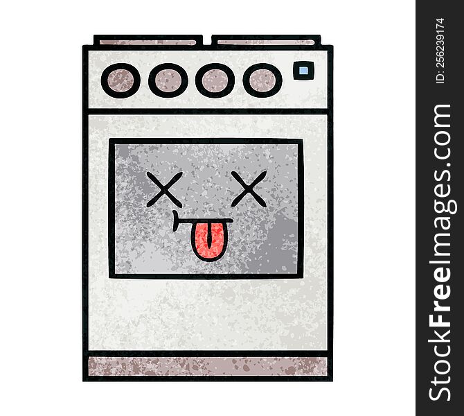 Retro Grunge Texture Cartoon Kitchen Oven