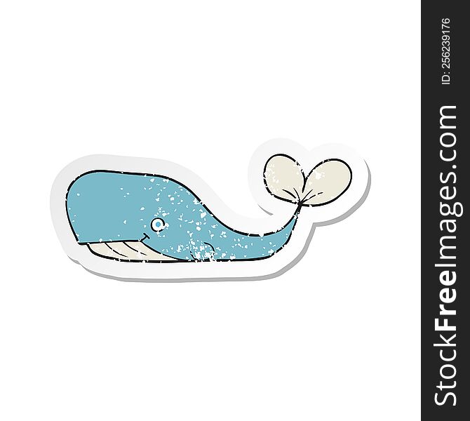 Retro Distressed Sticker Of A Cartoon Whale