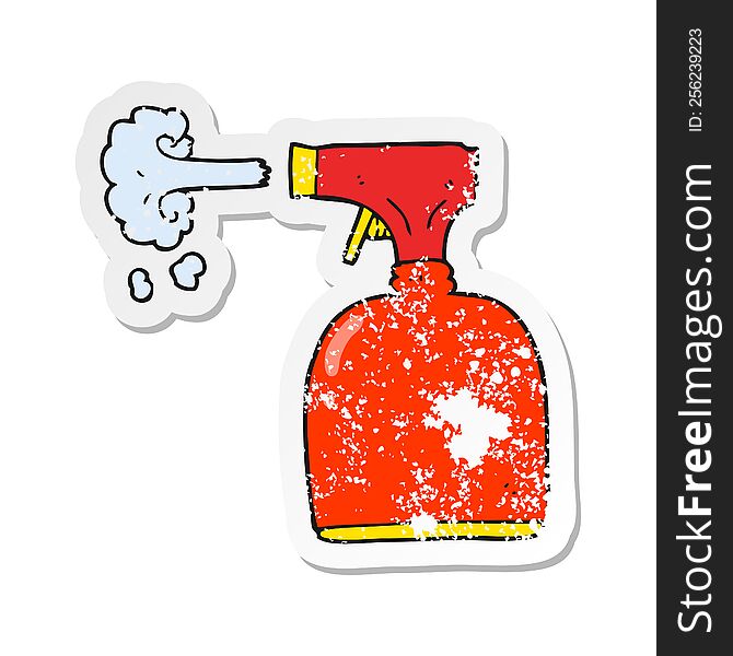 retro distressed sticker of a cartoon spray bottle