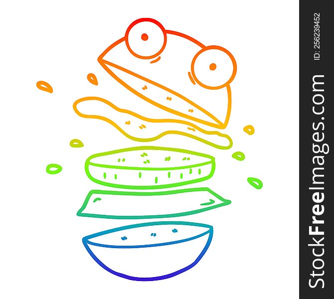 Rainbow Gradient Line Drawing Cartoon Amazing Burger