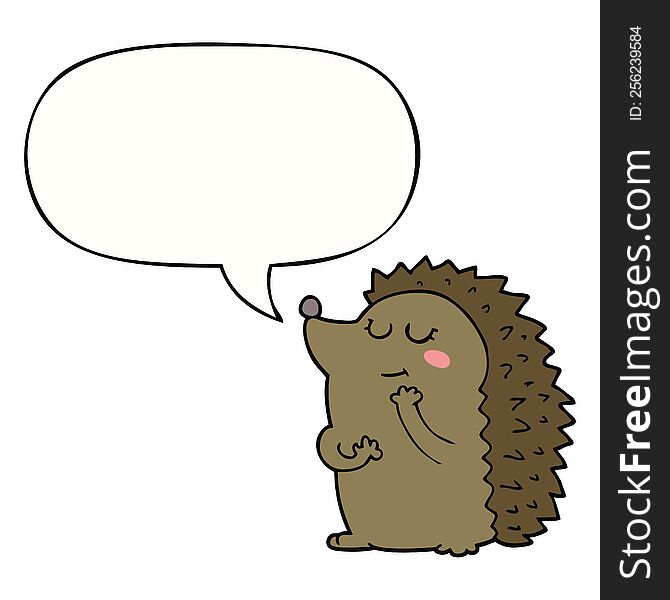 Cute Cartoon Hedgehog And Speech Bubble