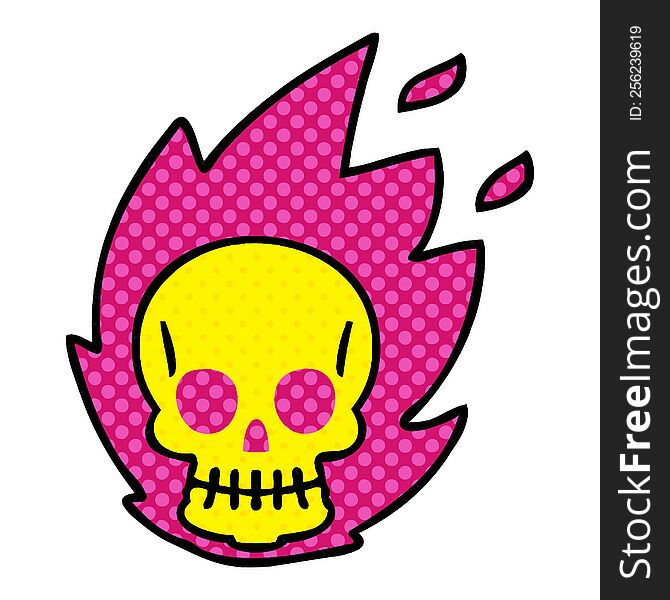 Quirky Comic Book Style Cartoon Skull