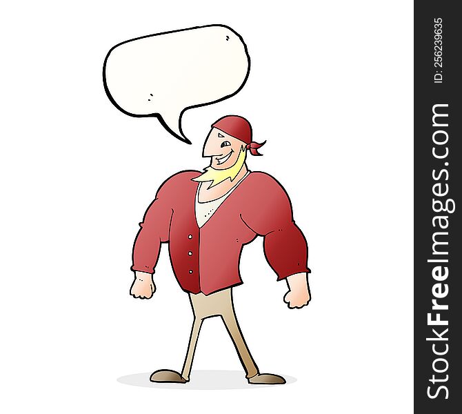 Cartoon Manly Sailor Man With Speech Bubble