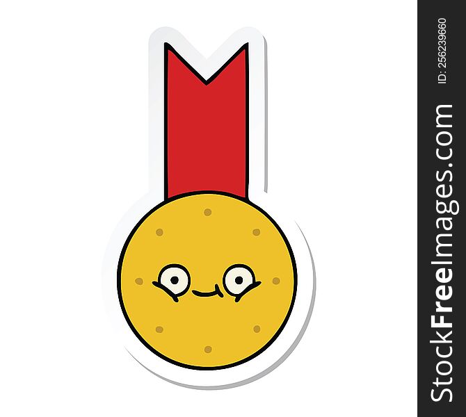 Sticker Of A Cute Cartoon Gold Medal