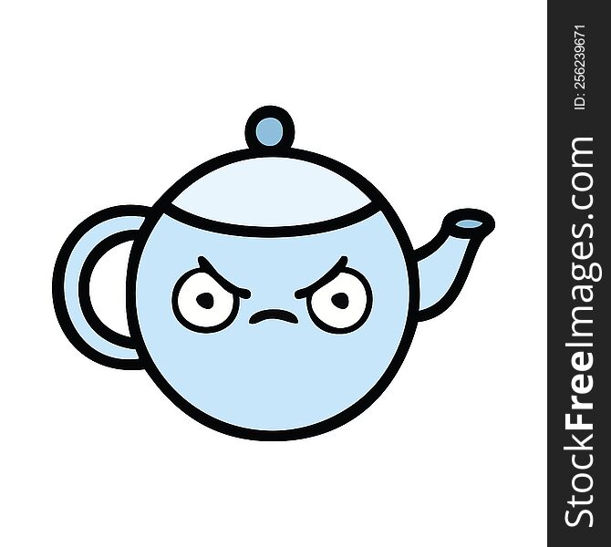 Cute Cartoon Angry Tea Pot