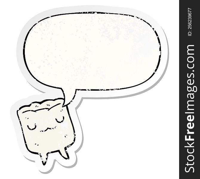 Cartoon Tooth And Speech Bubble Distressed Sticker