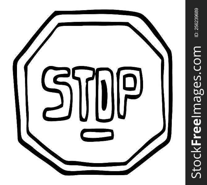 Black And White Cartoon Stop Sign