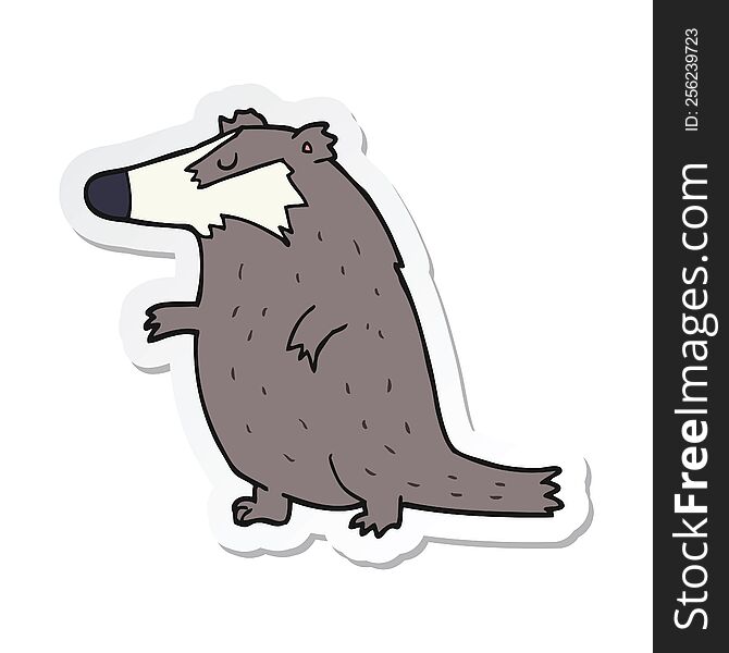 Sticker Of A Cartoon Badger