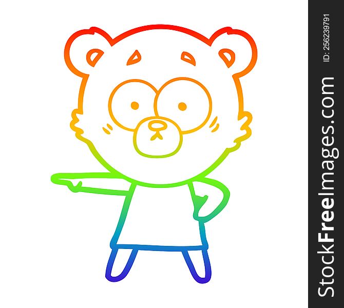 Rainbow Gradient Line Drawing Nervous Polar Bear Cartoon