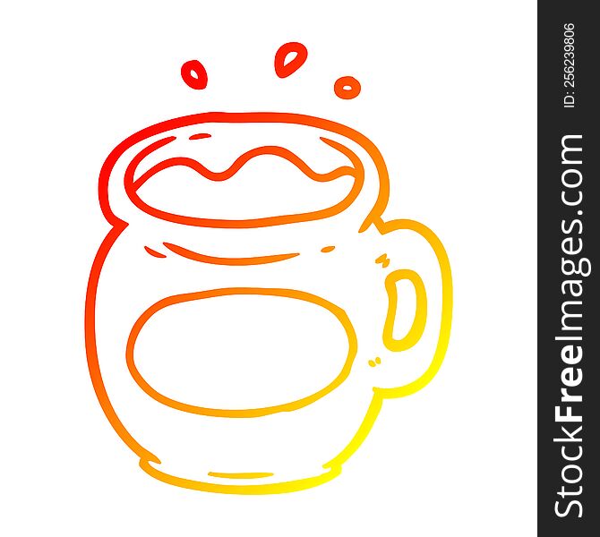 Warm Gradient Line Drawing Mug Of Coffee