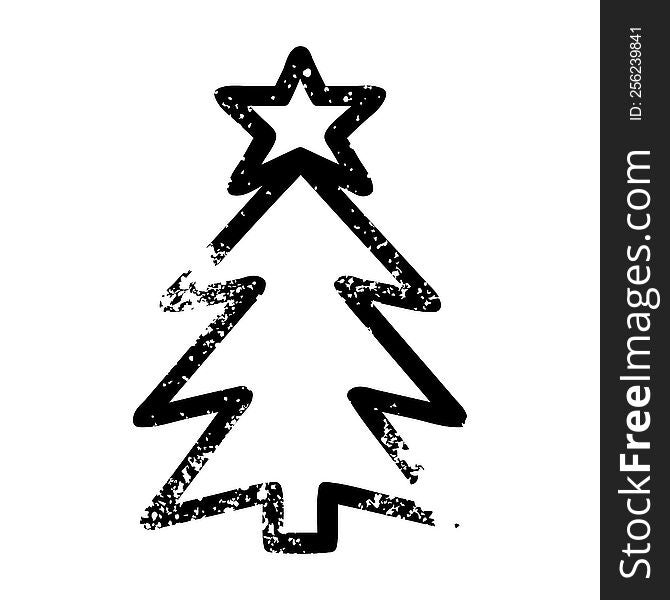 christmas tree distressed icon symbol